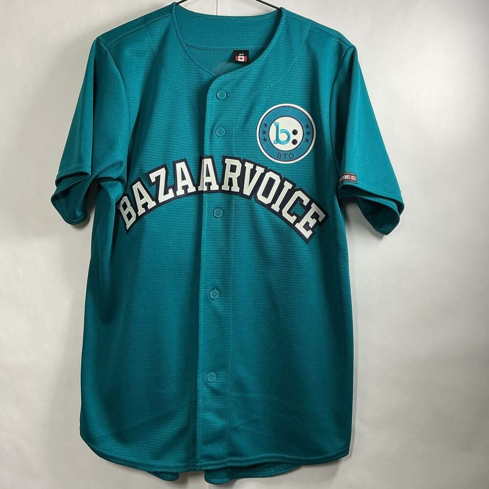 Kobe Bazaarvoice BTO Custom Teal Button Up Baseball Jersey Men's Stilson 19